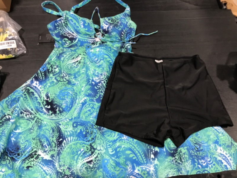 Photo 1 of 2 PIECE WOMENS SWIMSUIT DRESS AND SHORTS SIZE S 