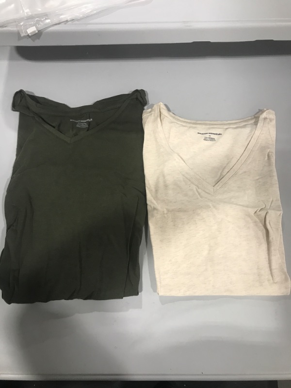 Photo 2 of Amazon Essentials Women's 2-Pack V-Neck Classic-fit Short-Sleeve Tee Shirt XL