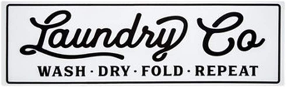 Photo 1 of 20" Vintage Laundry Room Dry Fold Repeat Metal Sign Wall Decor Black White
