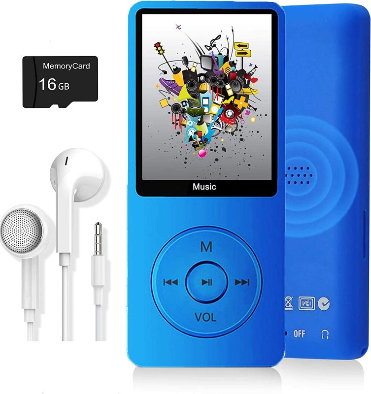 Photo 1 of MP3 Player, Music Player with 16GB Micro SD Card, Built-in Speaker/Photo/Video Playback/FM Radio/Voice Recorder/E-Book Reader, Support up to 128GB
