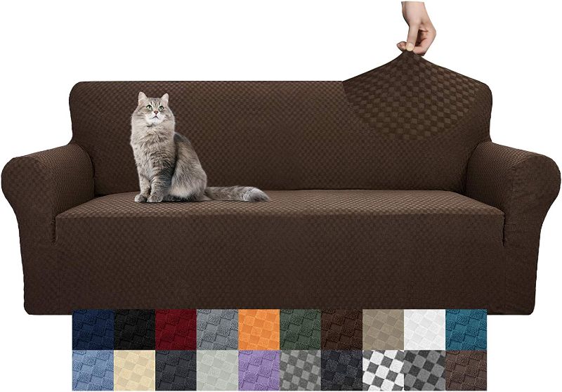 Photo 1 of YEMYHOM Couch Cover Latest Jacquard Design High Stretch Extra Large Sofa Covers Pet Dog Cat Proof Oversized Slipcover Non Slip Magic Elastic Furniture Protector (XL Sofa, Dark Coffee)
