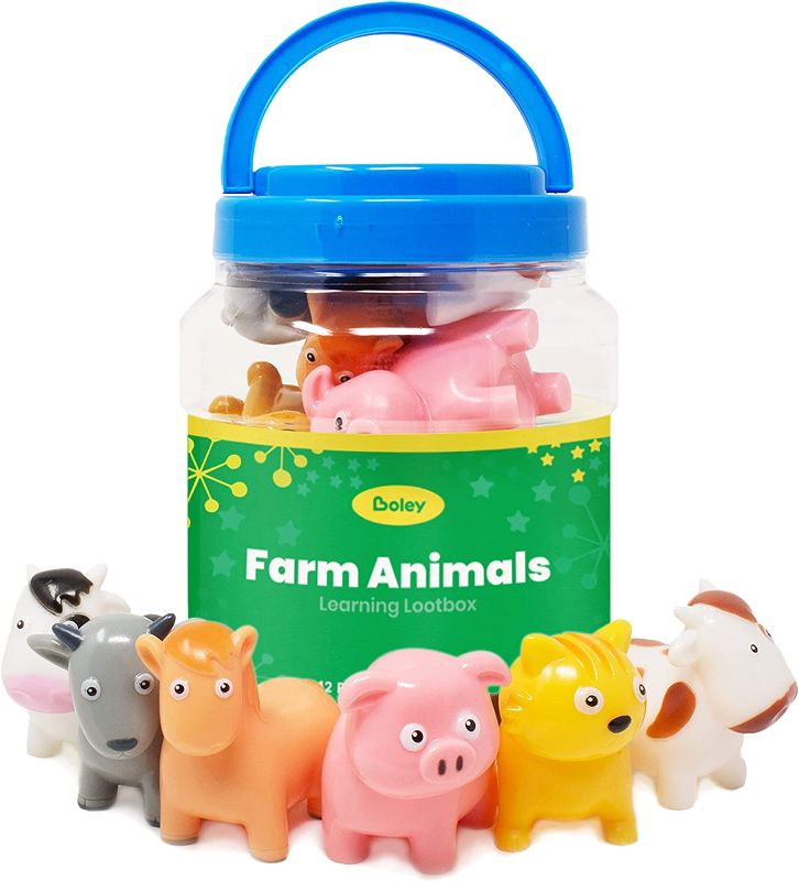 Photo 1 of BOLEY Farm Animals Bath Toys Bucket - Includes 12 Colorful Fun Mold Free Bathtub Toys & Pool Toys for Kids & Toddlers Ages 2 and Up!
