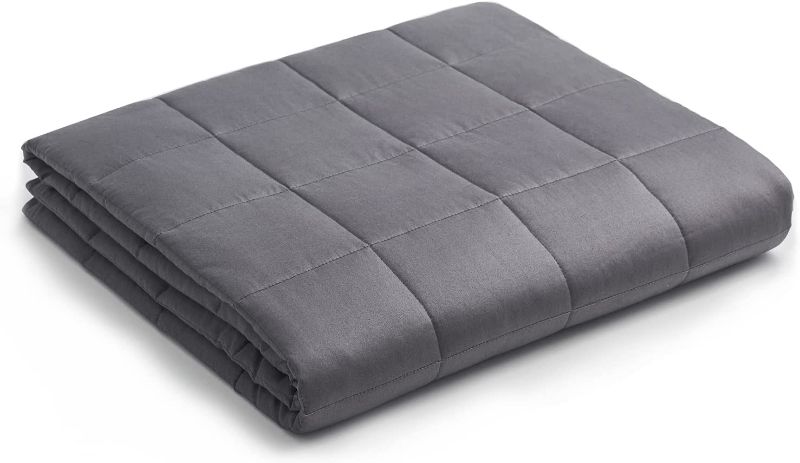 Photo 1 of YnM Weighted Blanket — Heavy 100% Oeko-Tex Certified Cotton Material with Premium Glass Beads (Dark Grey, 48''x72'' 15lbs), Suit for One Person(~140lb) Use on Twin/Full Bed …
