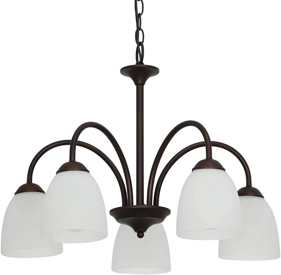 Photo 1 of Amazon Brand – Ravenna Home Classic 5 Light Chandelier, Bulbs Included, Adjustable 15-72"H, Dark Bronze