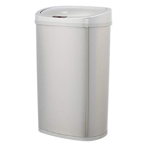 Photo 1 of Amazon Basics 50 Liter / 13.2 Gallon Motion Sensor Hands-Free Trash Can with Liner - Stainless Steel