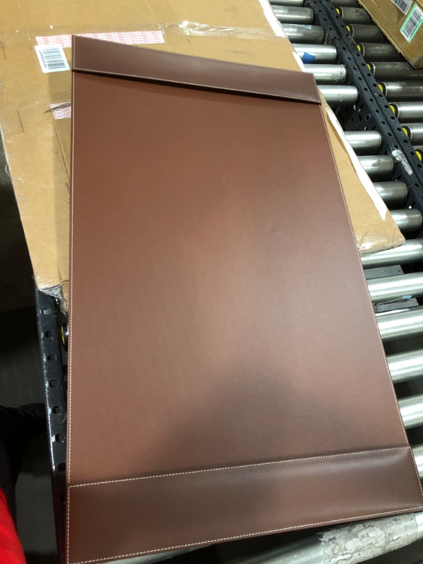 Photo 2 of Dacasso Bonded Pad with Side Rails Luxury Leather Desk Blotter for Writing,, Brown
