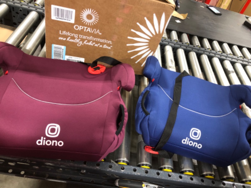 Photo 1 of 2 Diono Solana 2 XL, Dual Latch Connectors, Lightweight Backless Belt-Positioning Booster Car Seat, 8 Years 1 Booster Seat, BLUE AND BURGUNDY  
