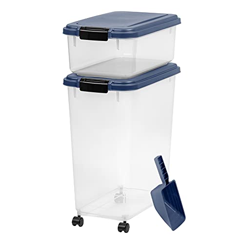 Photo 1 of IRIS USA 3-Piece Airtight Pet Food Container Combo Navy

