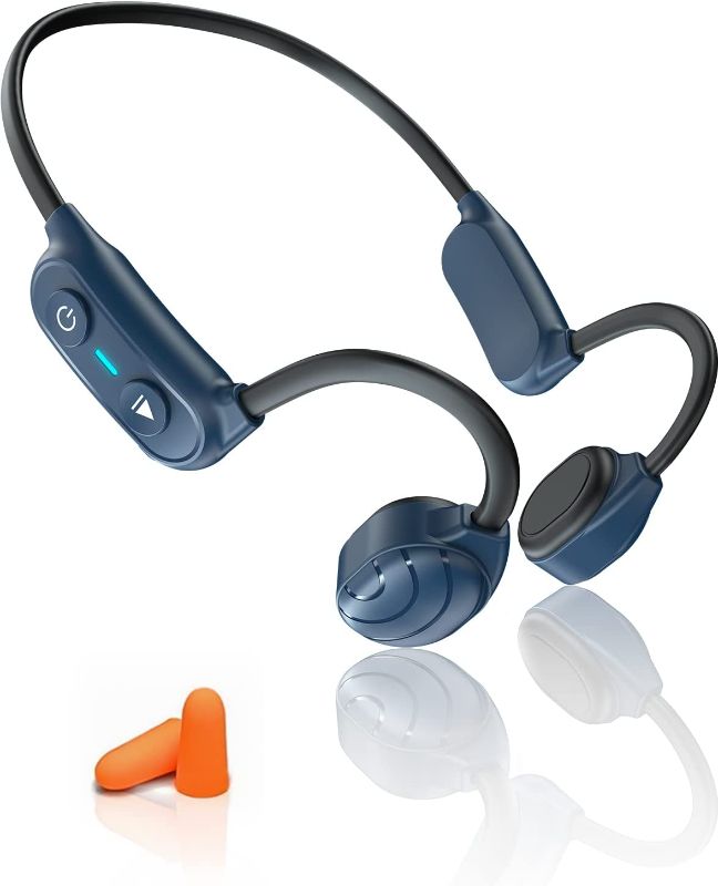 Photo 1 of Bone Conduction Headphones Bluetooth 5.0, Mionbel Open-Ear Headphones with Built-in Mic, Sweatproof Wireless Sport Earphones for Running Cycling Yoga Hiking Driving Travel, Blue

