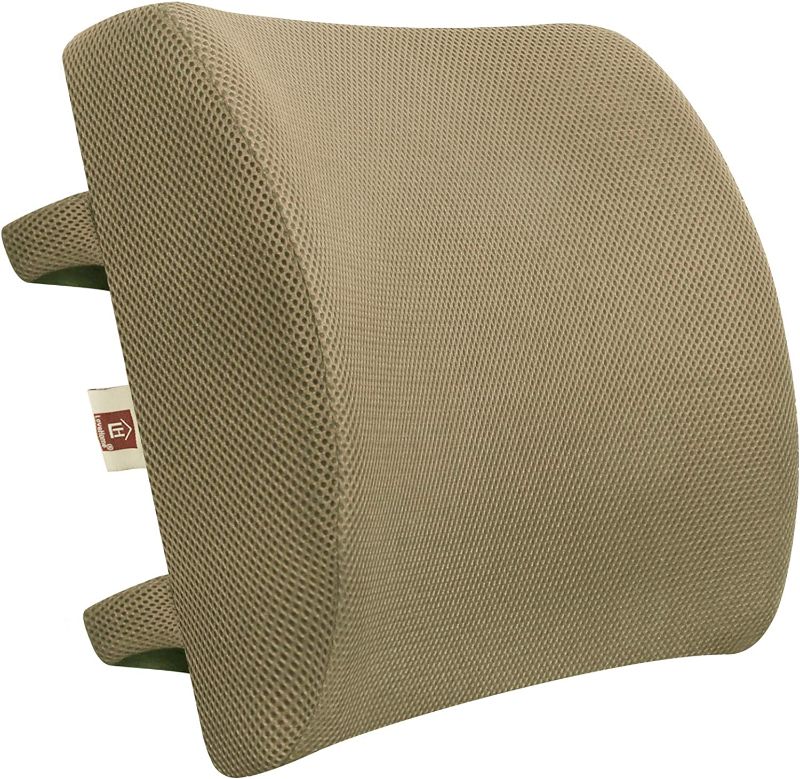 Photo 1 of LOVEHOME Lumbar Support Pillow for Chair and Car, Back Support for Office Chair Memory Foam Cushion with Mesh Cover for Back Pain Relief - Beige