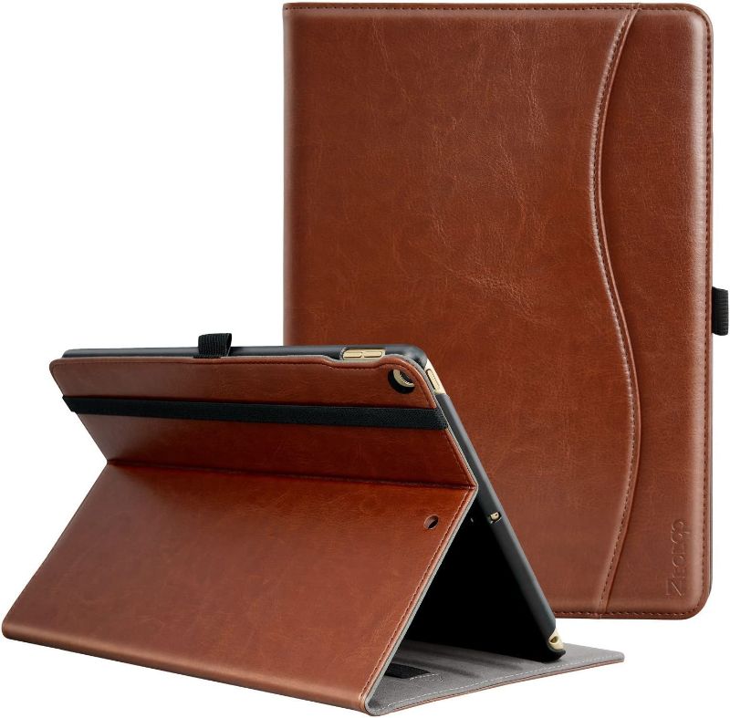 Photo 1 of ZtotopCase for iPad 6th/5th Generation 9.7 Inch 2018/2017/iPad Air 1&2, Premium PU Leather Business Folding Stand Cover with Auto Wake/Sleep, Brown