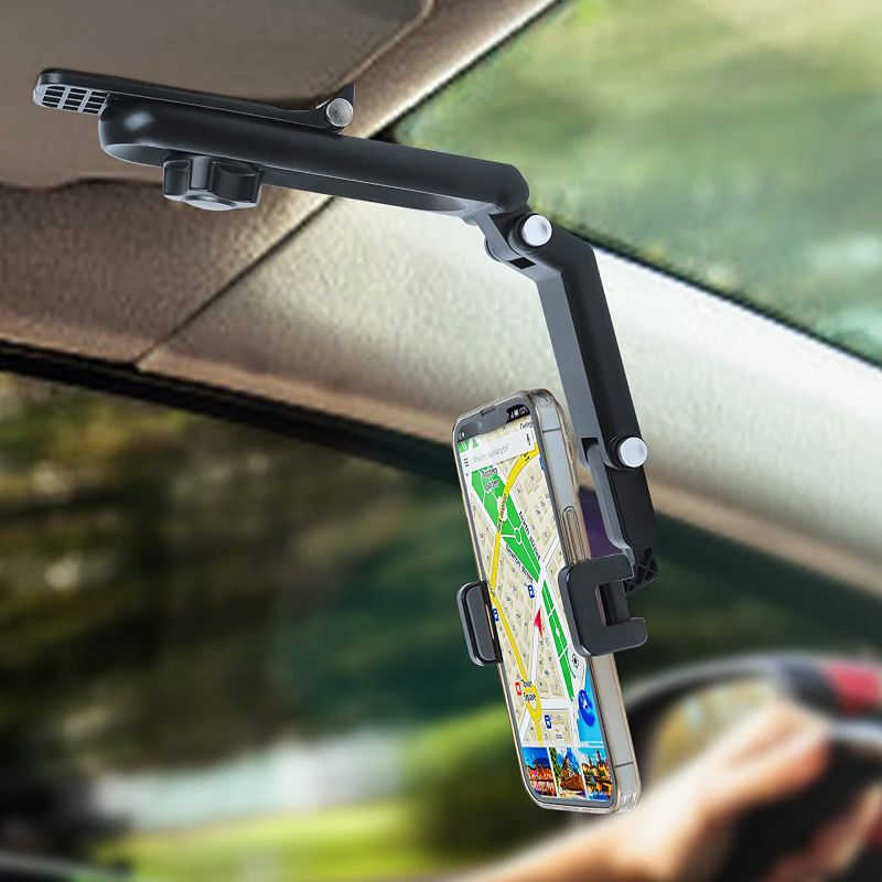 Photo 1 of Cell Phone Holder for Car?Mount Clip for Car Cellphone?360° Rearview Phone Holder for Car Sun Visor?Perfectly for iPhone pro, 13/12pro,XR,XS,Pro,Samsumg,Andriod, Car Accessories