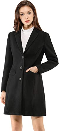 Photo 1 of Allegra K Women's Notched Lapel Single Breasted Outwear Winter Coat
