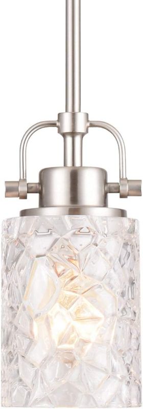 Photo 1 of ALICE HOUSE Mini Modern Pendant Lighting for Kitchen Island, Brushed Nickel Glass Hanging Lamp, Contemporary Farmhouse Pendant Light for Dining Room, Bedroom, Bathroom, AL9082-P1
