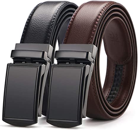 Photo 1 of [2 Pack] Men's Belt,West Leathers Slide Ratchet Belt for Men with Genuine Leather Perfect Fit Waist 