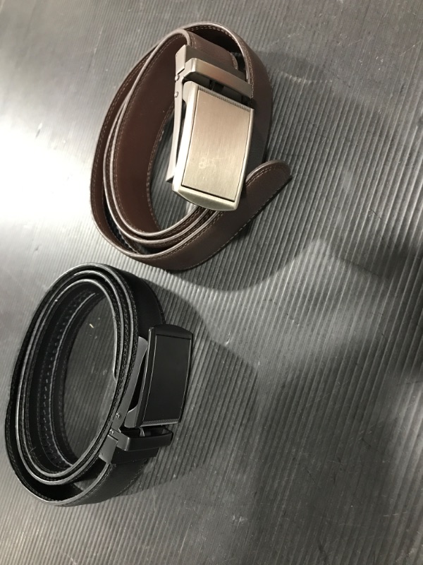 Photo 2 of [2 Pack] Men's Belt,West Leathers Slide Ratchet Belt for Men with Genuine Leather Perfect Fit Waist 