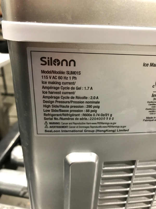 Photo 1 of Silonn Ice Makers Countertop, 9 Cubes Ready in 6 Mins, 26lbs in 24Hrs, Self-Cleaning Ice Machine with Ice Scoop and Basket, 2 Sizes of Bullet Ice for Home Kitchen Office Bar Party
