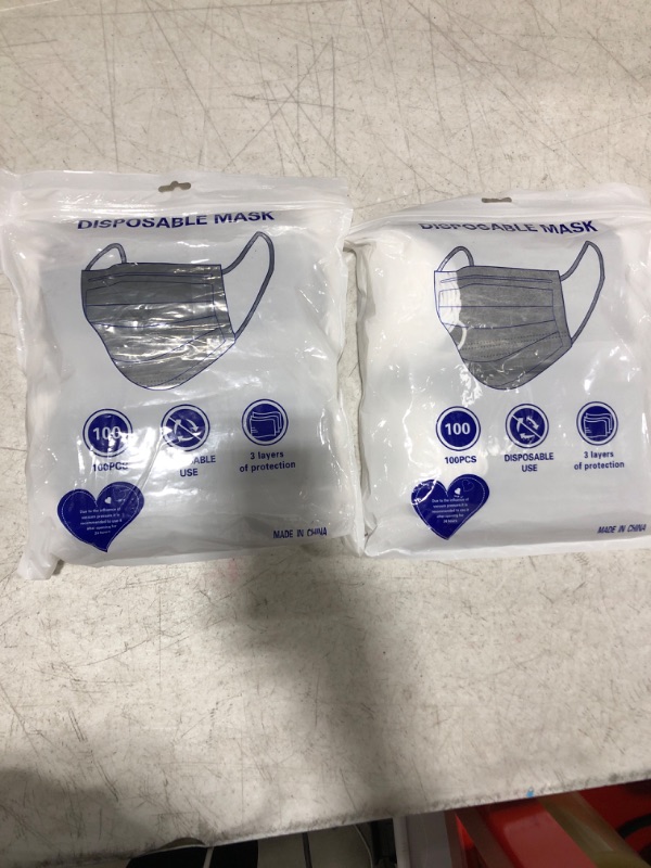 Photo 1 of 2 PACKS - DISPOSABLE MASKS - 100PCS EACH - 200 MASKS TOTAL - 