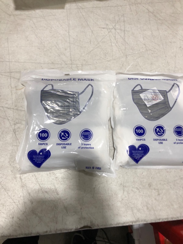 Photo 1 of 2 PACKS - DISPOSABLE MASKS - 100PCS EACH - 200 MASKS TOTAL - 