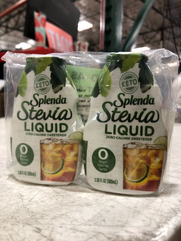 Photo 2 of SPLENDA LIQUID Stevia Zero Calorie Sweetener drops, 3.38 Fl Oz Bottle (Stevia, 2 Pack) (10/04/2023)
