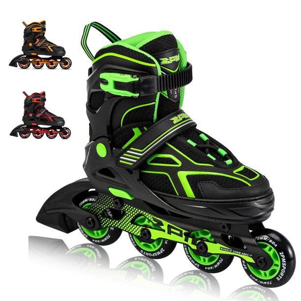 Photo 1 of 2PM SPORTS Torinx Green Black Boys Adjustable Inline Skates, Fun Roller Blades for Kids, Beginner Roller Skates for Girls, Men and Ladies - Green Large(4Y-7Y US)
