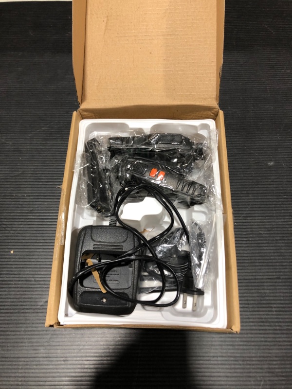 Photo 2 of pxton Walkie Talkies Rechargeable Long Range Two-Way Radios with Earpieces,2-Way Radios UHF Handheld Transceiver Walky Talky with Flashlight Li-ion Battery and Charger?2 Pack?**MISSING 1 BATTERY CHARGER**
