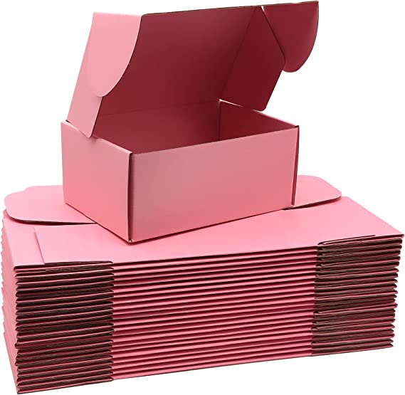 Photo 1 of Lmuze Small Pink Shipping Boxes for Small Business Pack of 25 - 9x6x4 inches Cardboard Corrugated Mailer Boxes for Shipping Packaging Craft Gifts Giving Products
