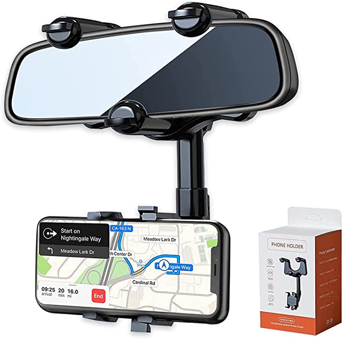 Photo 1 of 2022 Rearview Mirror Phone Holder for Car,360°Rotatable and Retractable Universal Multifunctional Adjustable Rear View Mirror Car Phone Holder Mount Fits Most Cars and Phone
