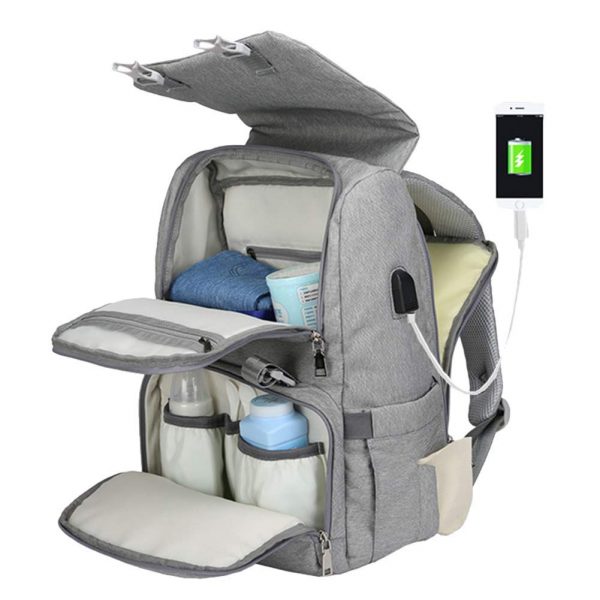 Photo 1 of Diaper Bag Backpack with Changing Pad Attached & USB Phone Charger
