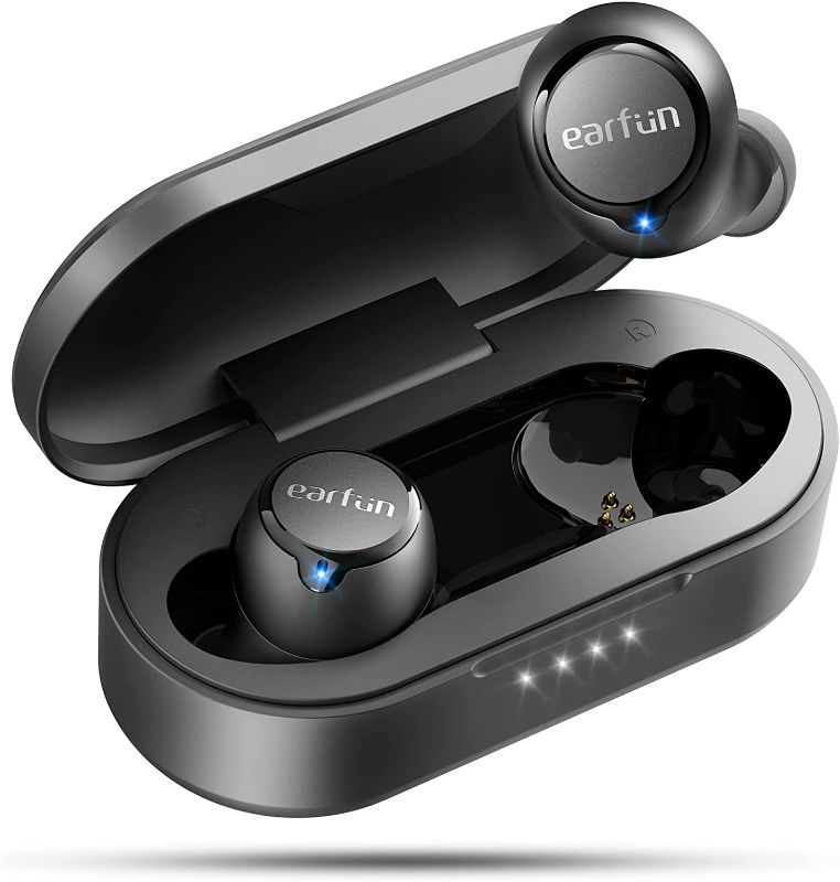 Photo 1 of EarFun® Free Wireless Earbuds, Call Noise Reduction, Bluetooth 5.0 True Wireless Earbuds, Sweatshield™ IPX7 Waterproof Bluetooth Headphone, Deep Bass, 30Hrs