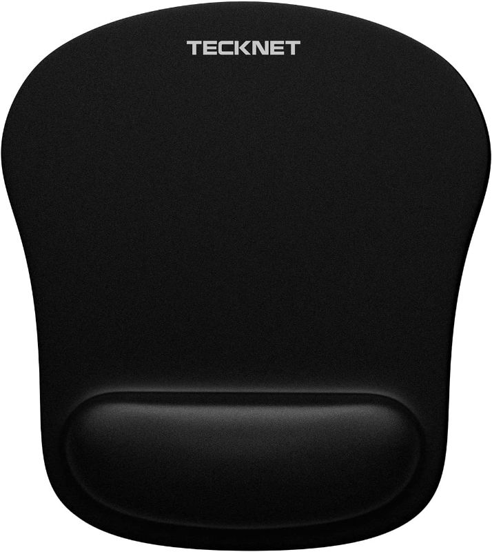 Photo 1 of Mouse Pad with Wrist Support, TECKNET Ergonomic Gaming Mouse Pad Pain Relief, Portable Comfortable Mousepad for Computer, Laptop, Office, Home and Travel, Non-Slip Base, Waterproof Surface, Black