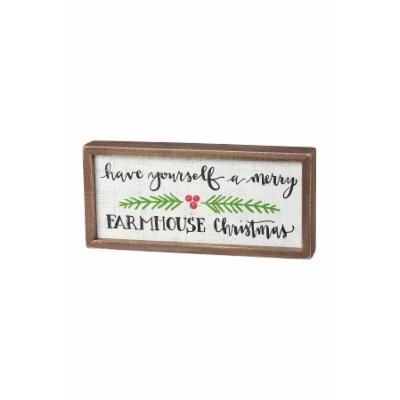 Photo 1 of 'Merry Farmhouse Christmas' Distressed Inset Box Sign