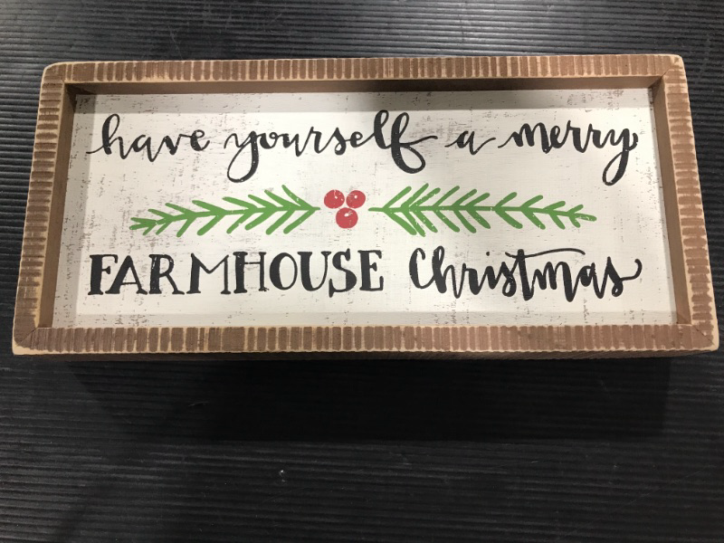 Photo 2 of 'Merry Farmhouse Christmas' Distressed Inset Box Sign