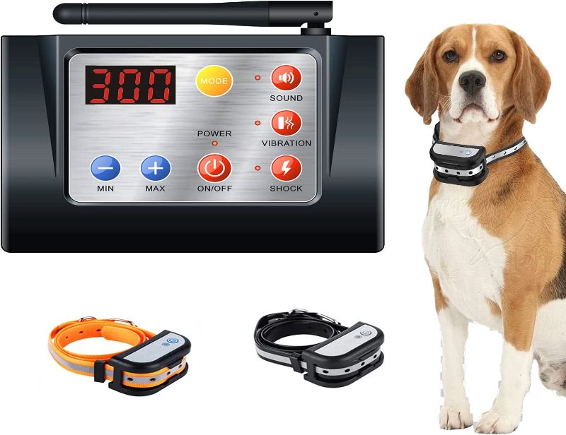 Photo 1 of ManKiaPro 2 in 1 Wireless Dog Fence with Training Collars, Electric Pet Fencing System Rechargeable Adjustable Stable Signal, Indoor and Outdoor for 2 Dogs Meanwhile
