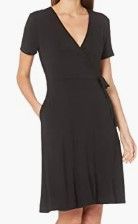 Photo 1 of Amazon Essentials Women's Cap-Sleeve Faux-Wrap Dress S