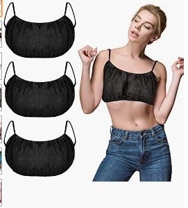 Photo 1 of 10 Pieces Disposable Bras Disposable Brassieres Non-Woven Bra Beauty Black Disposable Bra Brassieres for Sunless Spray Tan Spa Salon Top Garment Underwear