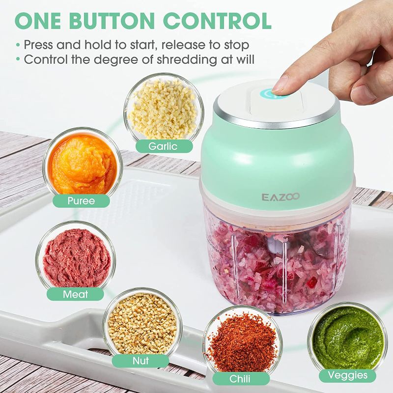 Photo 1 of Electric Mini Garlic Chopper, EAZOO Cordless Mini Chopper Food Processor, Portable Small Food Chopper for Garlic Onion Veggie, Dicing, Mincing ( 350ml )
