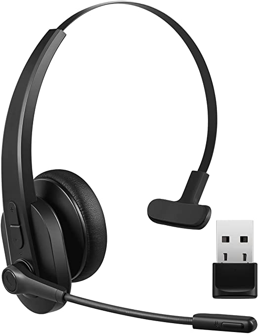 Photo 1 of Bluetooth Headset, Sarevile Bluetooth Trucker Headset with Upgraded Microphone Noise Canceling for Trucker, Hand Free Wireless Headset with Adapter for Office Meeting. Widely Compatible for Computer
