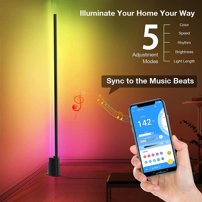 Photo 1 of FOCSPROD LED Floor Lamp,LED Corner Lamp,Standing Lamp for Bedroom,Modern Floor Lamps for Living Room,RGB Floor Lamp with Remote,Dimmable Color Changing Floor Lamp,Silver Floor Light with Music Mode
