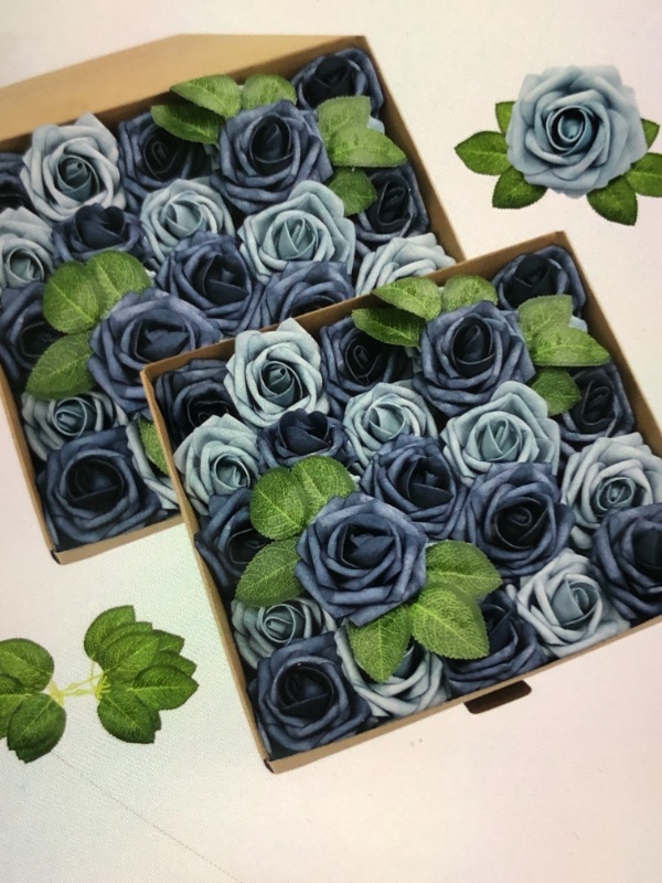 Photo 1 of 50 CT DARK BLUE + LIGHT BLUE ROSES 