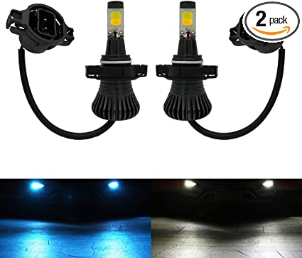 Photo 1 of Fog Light PSX24W H16 12276 2504 5202 LED Bulbs White 6000K Ice Blue 8000K Dual Color for Trucks Cars Lamps DRL Daytime Lights Kit Replacement Bulb 12V 30W 2800LM Super Bright COB Chips Pack of 2
