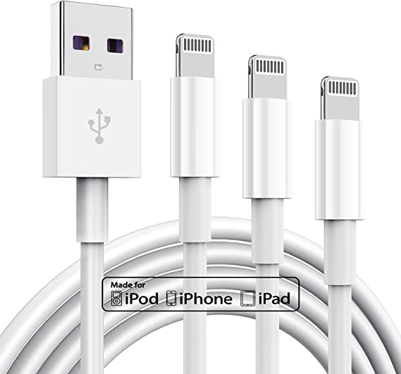 Photo 1 of 3 Pack Apple MFi Certified iPhone Charger Cable 6ft, Apple Lightning to USB Cable Cord 6 Foot, 2.4A Fast Charging,Apple Phone Long Chargers for iPhone 13/12/11/11Pro/11Max/ X/XS/XR/XS Max/8/7/6