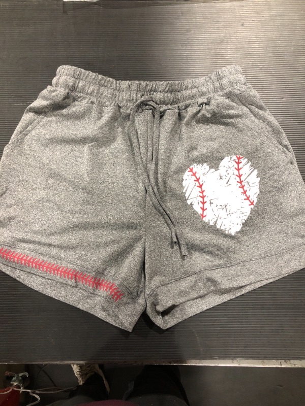 Photo 1 of COMFY GREY BASEBALL LOVE WOMENS SHORTS 
SIZE LARGE 