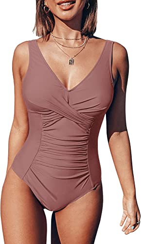 Photo 1 of Auburet Women V Neck One Piece Swimsuits Tummy Control Ruched Swimwear Shirred Scoop Back Suit
SIZE L