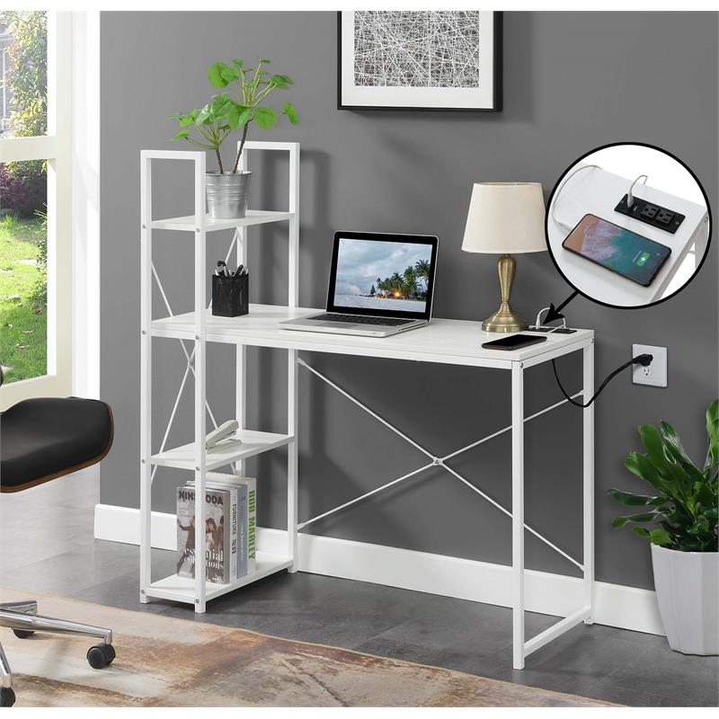 Photo 1 of 131523WFWEL 44 X 17.5 X 46.75 in. Designs2Go Office Workstation with Charging Station & Shelves, White
