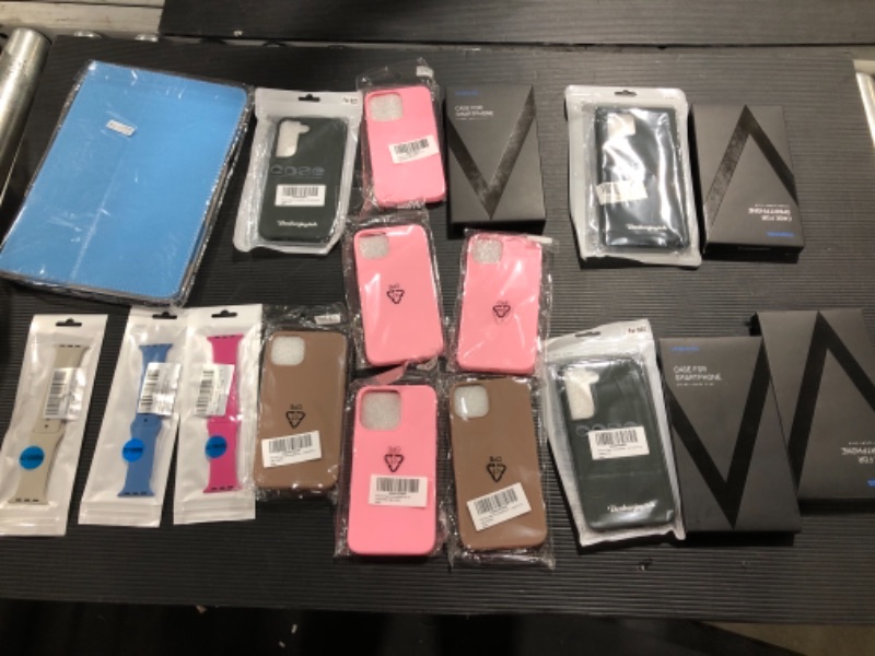 Photo 1 of MISC LOT PHONE CASES, WATCH BANDS, & SCREEN PROTECTORS ALL DIFFERENT SIZES 