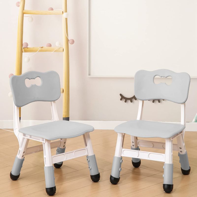 Photo 1 of Adjustable Kid Chairs Indoor 3 Level Adjustable Suitable for Children Age 2-6. Maximum Load-Bearing 220LBS Suitable for Family Classroom and Nursery Child Seat Set (2-Pack-Grey)