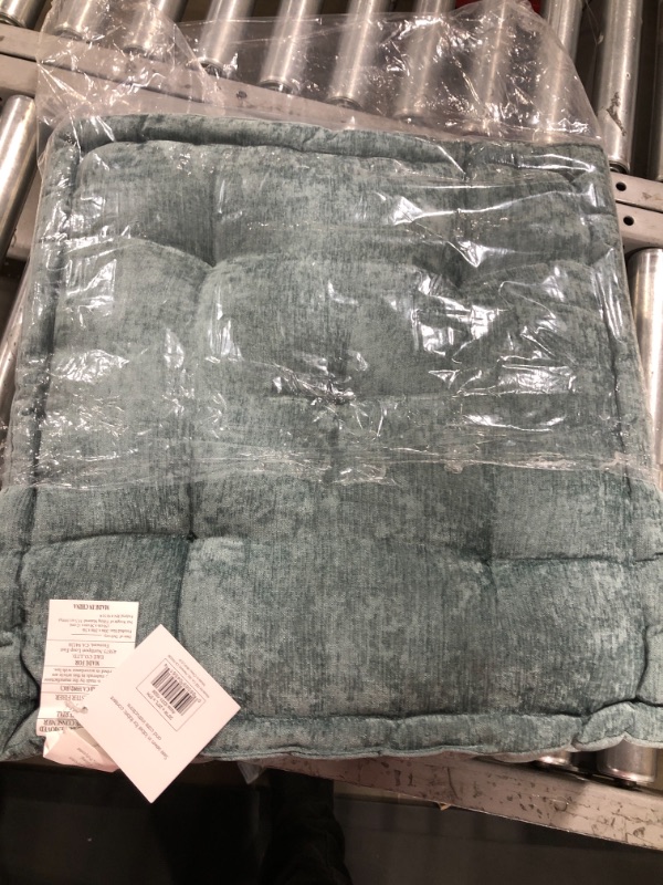 Photo 2 of 20"x20" Oversize Diah Poly Chenille Square Floor Pillow Aqua