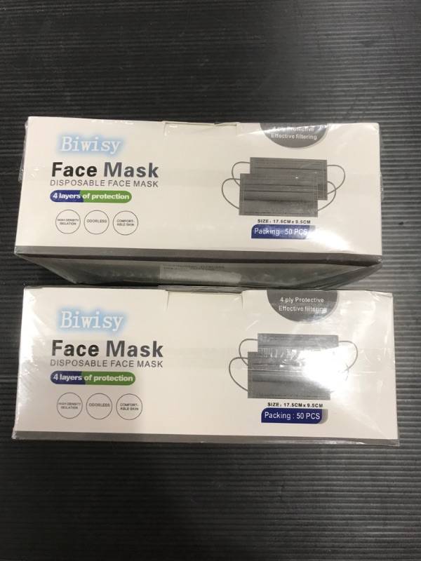 Photo 1 of 2 Boxes- 50 pcs Disposable Face Masks