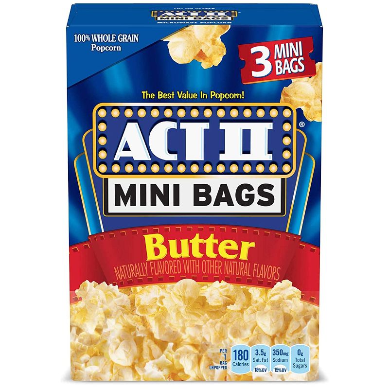 Photo 1 of ACT II Butter Microwave Popcorn, 3-Count, 1.6-oz. Mini Bags